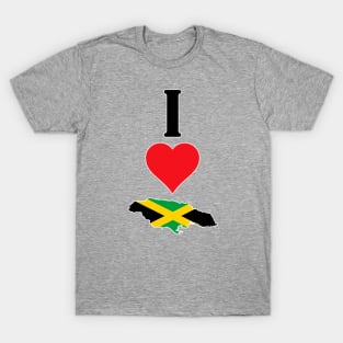 I Heart Jamaica Vertical I Love Jamaican National Flag Map T-Shirt